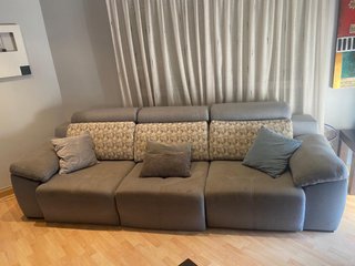 Sofá Italiano 3m Tela Beige/Gris
