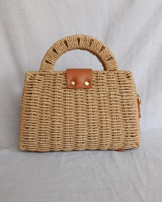 Bolso Rafia Trenzado Camel Verano Bandolera