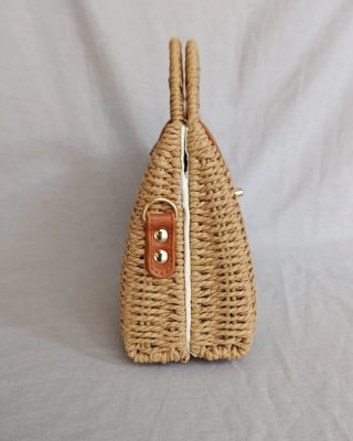 Bolso Rafia Trenzado Camel Verano Bandolera