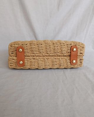 Bolso Rafia Trenzado Camel Verano Bandolera
