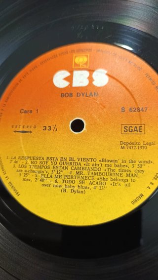 Bob Dylan Greatest Hits LP España 1970 EX/VG+