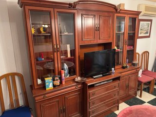 Mueble de comedor 2,50m madera y cristal