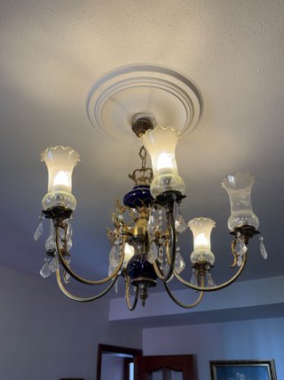 Lámpara Techo Colgante Cristal Retro Azul