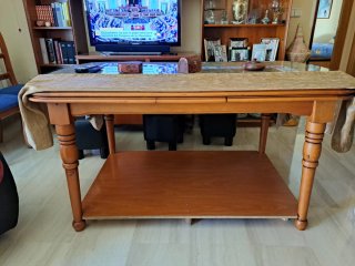 Mesa de centro madera maciza y cristal