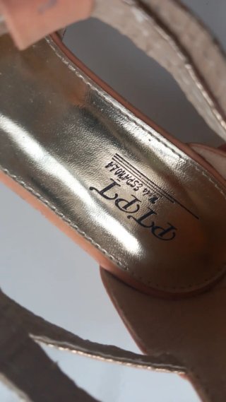 Sandalias fiesta Pitti doradas y naranjas T.36
