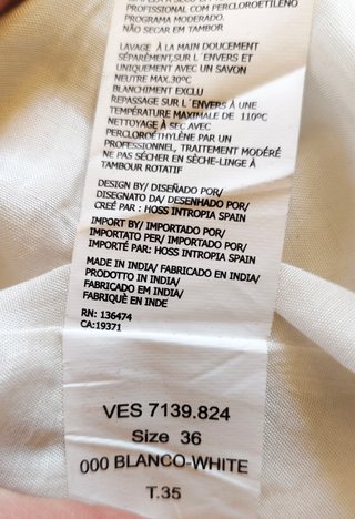 Vestido Hoss Intropia blanco boho romántico Talla