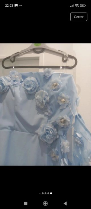 Vestido azul de boda con flores Talla XL