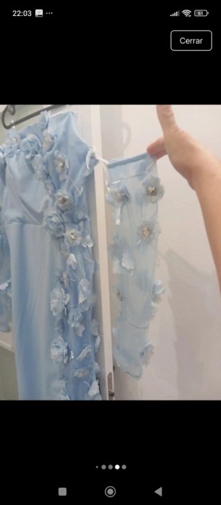 Vestido azul de boda con flores Talla XL