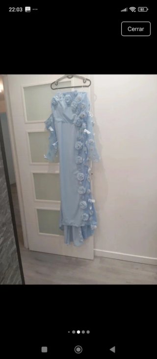 Vestido azul de boda con flores Talla XL