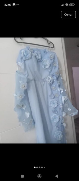 Vestido azul de boda con flores Talla XL