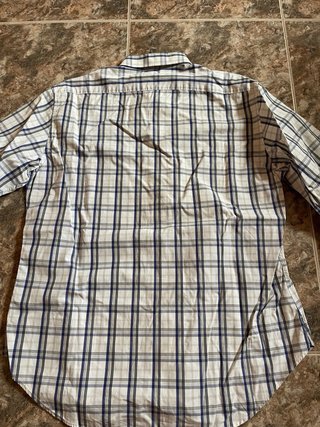 Camisa Zara cuadros azul gris blanca XL