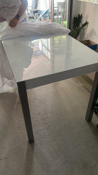 Mesa de cocina cristal y metal