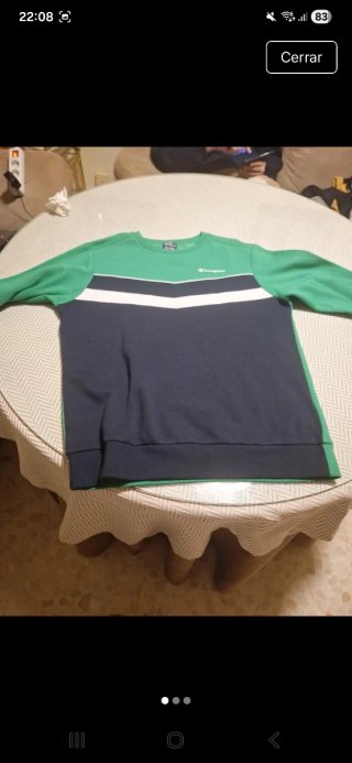 Sudadera Champion azul y verde talla 15-16