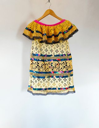 Vestido Celia encaje bordado multicolor