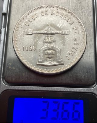 Onza Troy de Plata pura Balancín, México 1980.