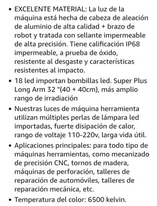 Luz LED Trabajo 18W Brazo Largo 32