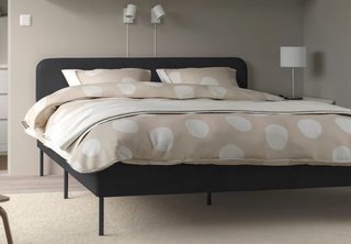 Estructura cama tapizada gris 140x200 y somiere