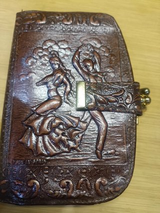 Monedero Cartera Vintage Piel Grabada
