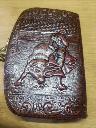 Monedero Cartera Vintage Piel Grabada