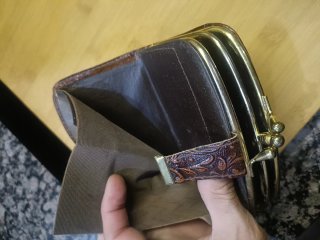 Monedero Cartera Vintage Piel Grabada