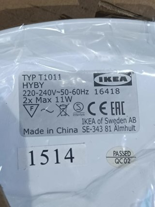 Lámpara de techo IKEA HYBY con plafón