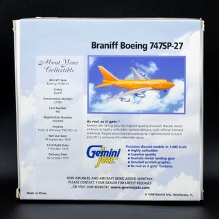 Maqueta Avión Boeing 747 SP Braniff 1:400