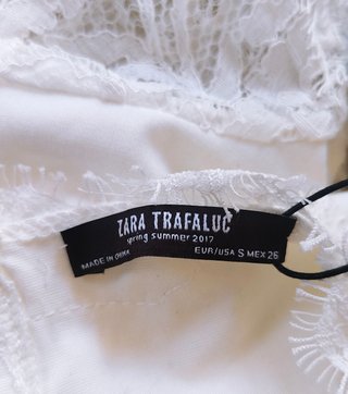 Vestido Zara Encaje Blanco Talla M Nuevo