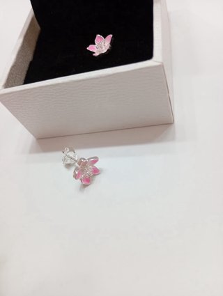 Pendientes Pandora Flor Rosa y Blanca
