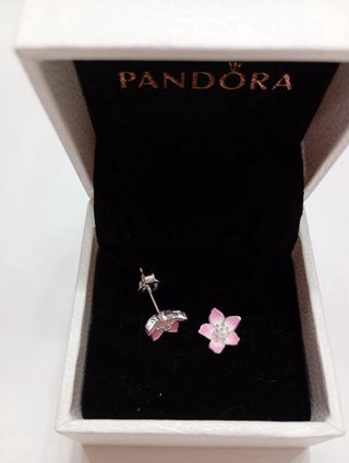 Pendientes Pandora Flor Rosa y Blanca