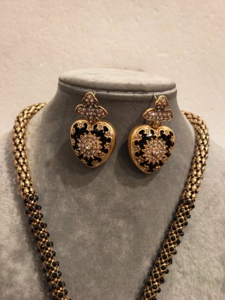 Set Parure Vintage Cuore Nero Oro