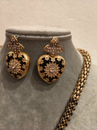 Set Parure Vintage Cuore Nero Oro