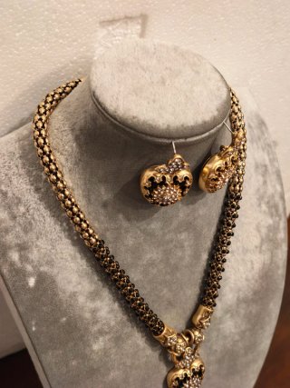 Set Parure Vintage Cuore Nero Oro