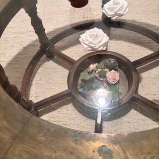 Mesa de centro antigua madera y cristal