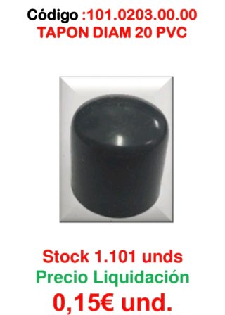 Lote 100ud Tapón PVC Diámetro 20 mm
