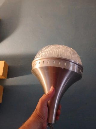 Lampadario vintage anni 70 oro e vetro