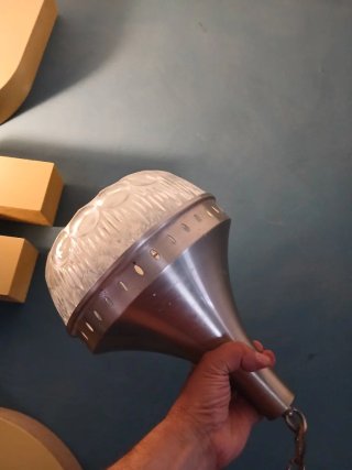 Lampadario vintage anni 70 oro e vetro