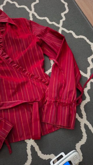 Blusa cruzada mujer rayas doradas