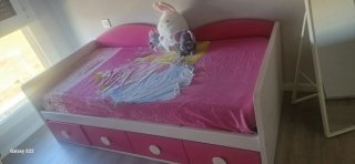 Cama infantil con cajones y estantería