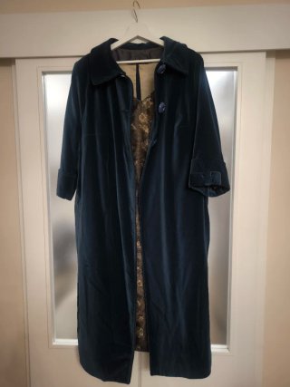 Vestido 2 piezas con abrigo de terciopelo azul aza