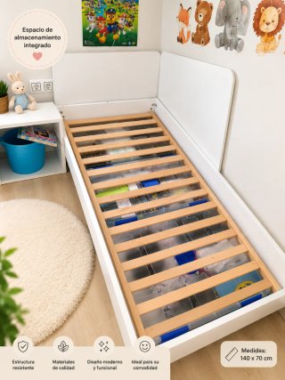 Cama infantil 140x70 + Colchón + Varios