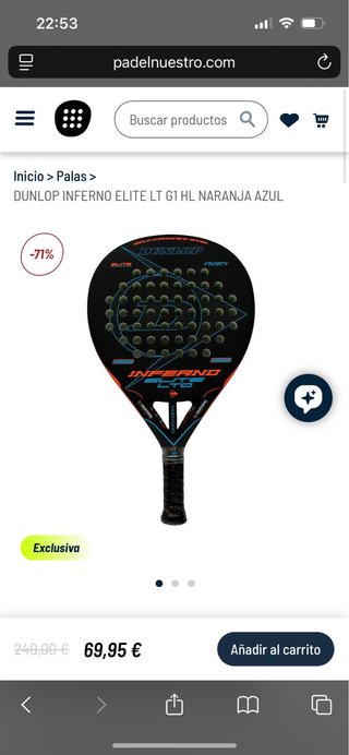 Dunlop Inferno Elite LT G1 Padel Negro/Naranja