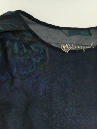 Blusa Desigual azul marino mandala transparente S