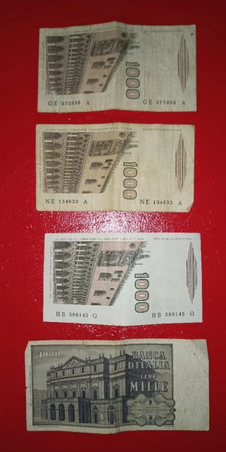 Lotto 4 Banconote Italiane Lire 50000, 5000, 2000