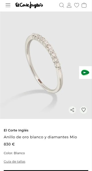 Anillo de El Corte Inglés Diamantes y oro 18k.