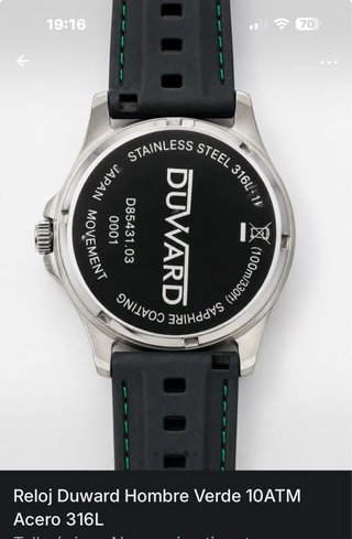 Reloj Duward Hombre Verde 10ATM Acero 316L