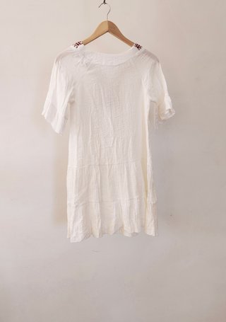 Vestido blanco boho bordado artesanal Talla S