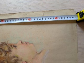 Dibujo Antiguo al Pastel - Retrato de Niño