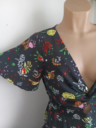 Vestido Pin Up Negro Estampado