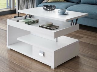 Mesa centro elevable blanca moderna