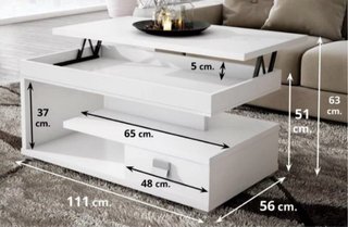 Mesa centro elevable blanca moderna